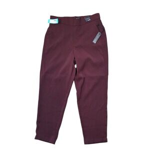 NWT Dictionary Dress Pants Port Plum Burgundy Professional Elastic Waist Size M